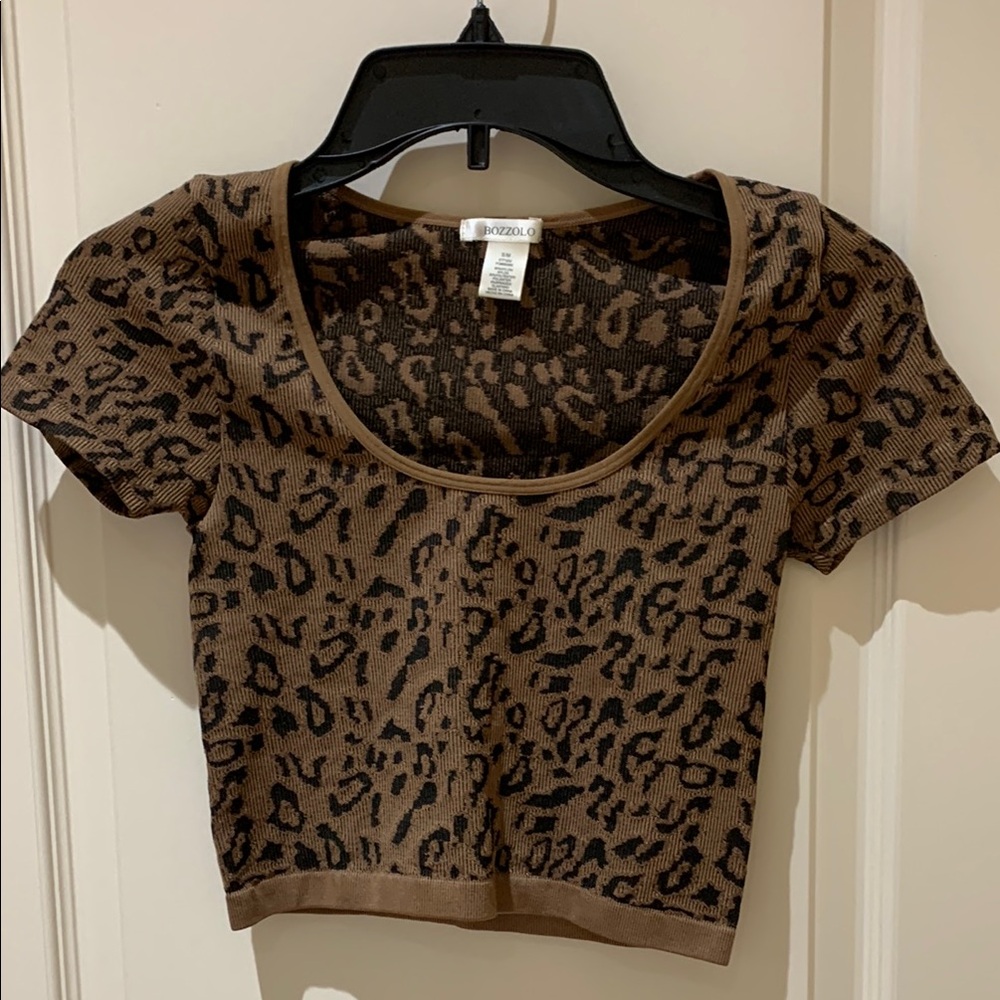 Leopard Print Brown Crop Top
